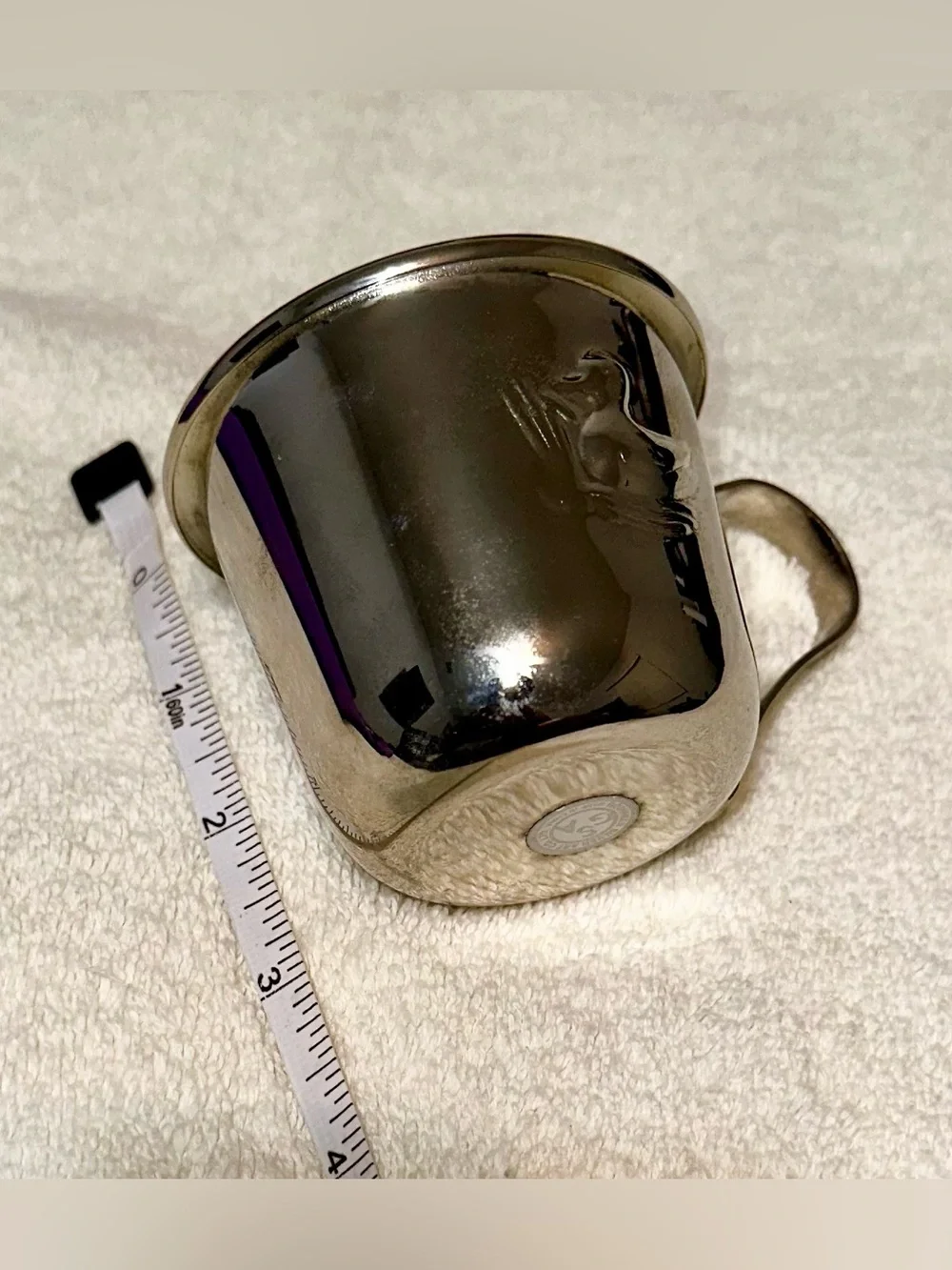 Godinger Silver Plated Baby Cup Embossed Duck Vintage Handled Child Mini Mug